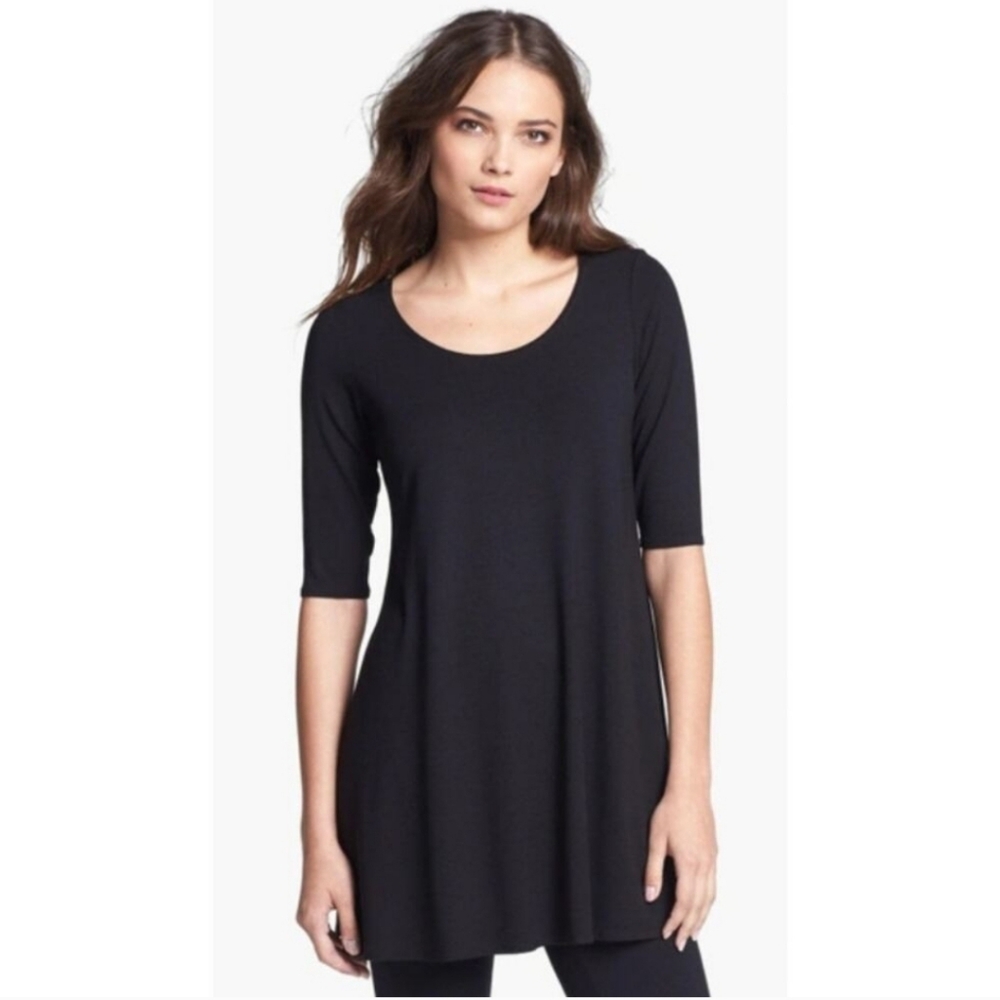 Eileen Fisher LIKE NEW Black Tunic Top/Mini Dress Size XS